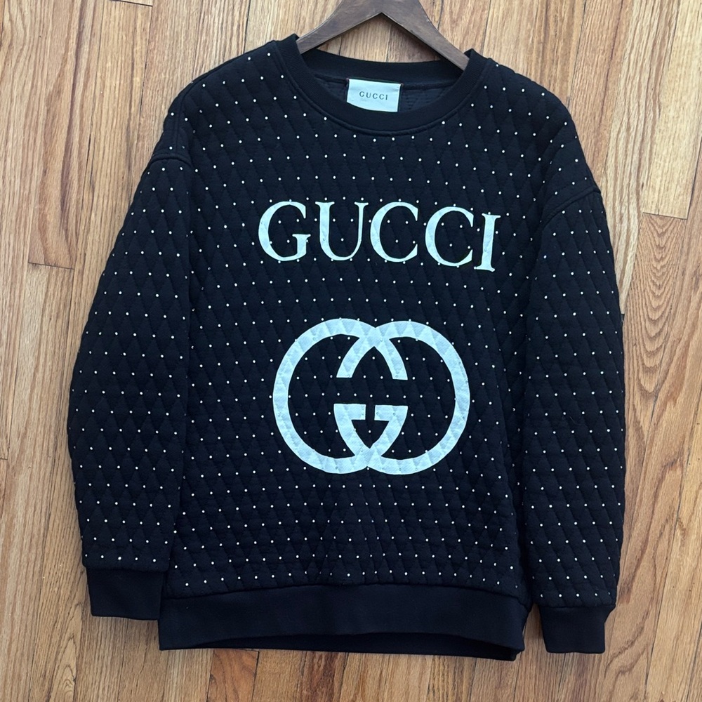 Gucci Black Quilted Logo Sweatshirt
